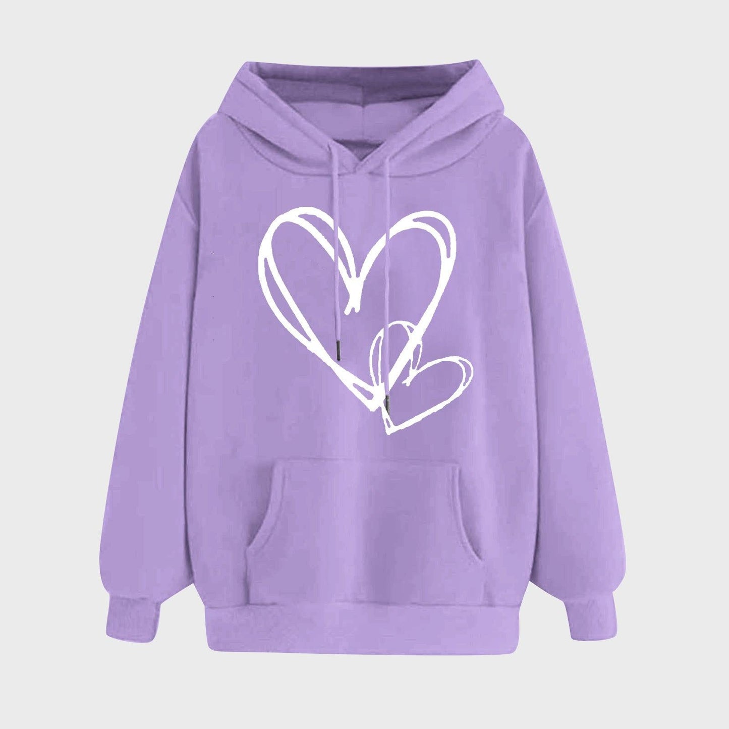 Women's Long-sleeved Hooded Heart Printing Couple's Shirts