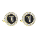 Round Diamond French Cufflinks Men's 26 Letters