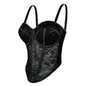 Mesh Camisole Low Cut Contrast Color Cinched Waist Slim-fit Breathable Body Shaping Fishbone Corset