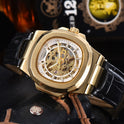 Barrel-shaped Leather Belt Men's Waterproof Mechanical Watch