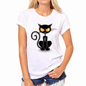 New Women's Black Cat The Print Of Cat's Paw Short Sleeve Loose