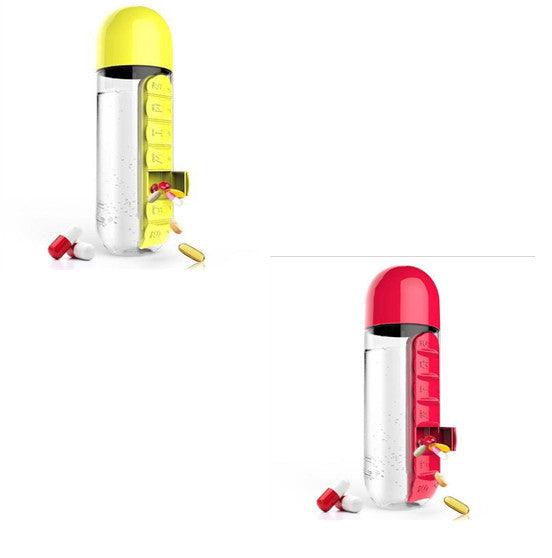 Direct Selling Two-In-One Water Cup Pill Box 7-Day Pill Box 7 Grids Outdoor Easy To Carry Water Bottle One Week With Pill Box Cup