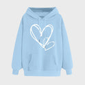 Women's Long-sleeved Hooded Heart Printing Couple's Shirts