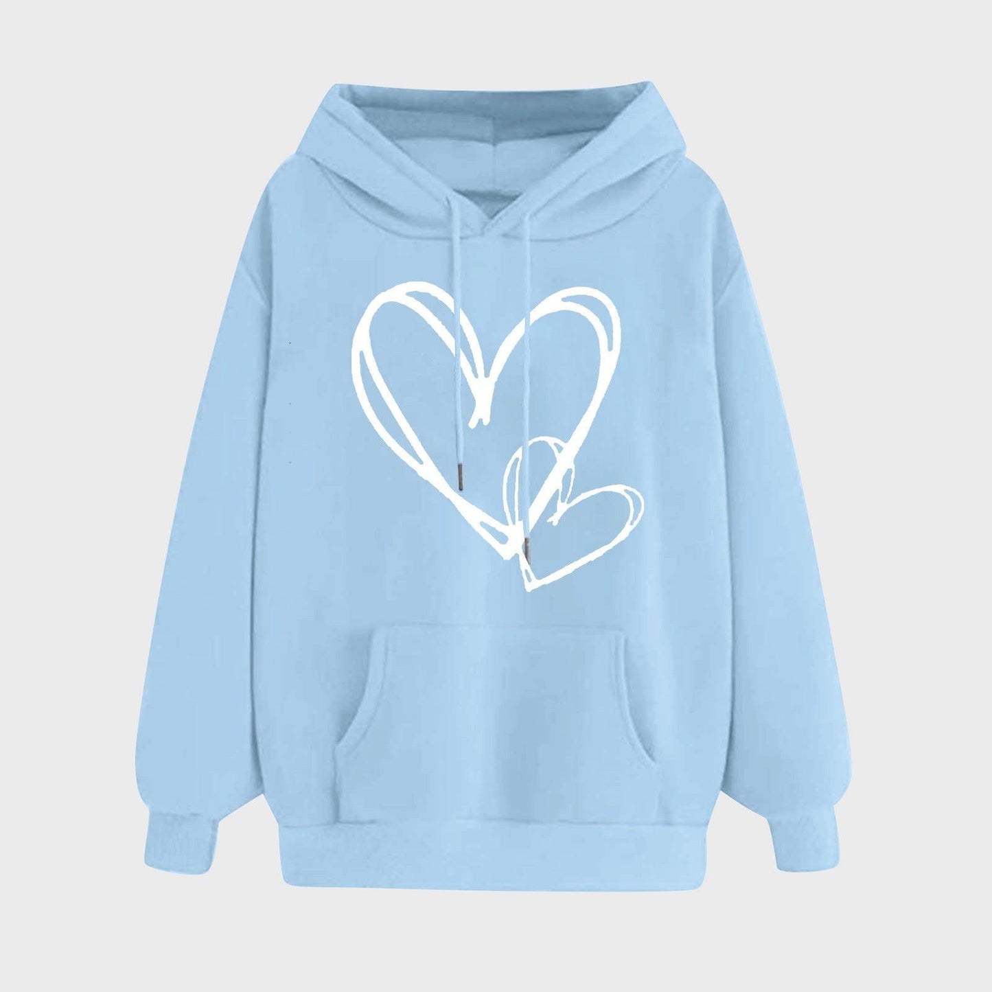 Women's Long-sleeved Hooded Heart Printing Couple's Shirts