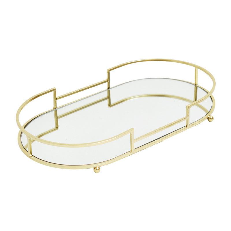 Mirror Glass Gold Storage Tray Household