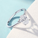 Sterling Silver Inlaid Oval Zircon Ring For Women