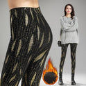 High Waist Large Print Plus Fleece Thickened Elastic Tights
