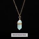 Natural Crystal Tigereye Double Pointed Hexagon Prism Winding Necklace