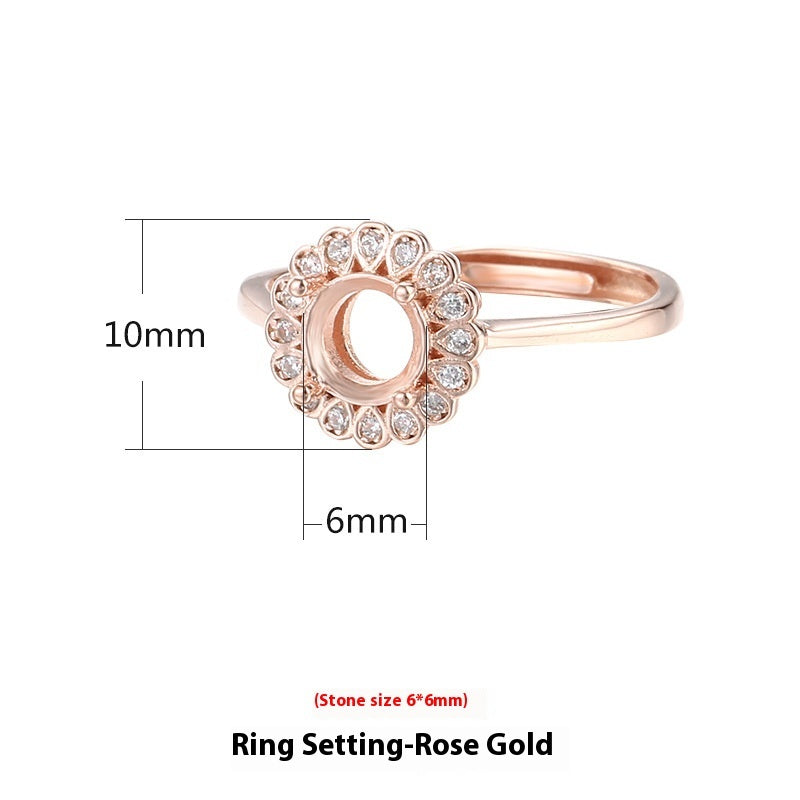 Sterling Silver Rose Gold Women's Eardrop Frame Open Ring