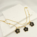 Simple Double-layer Oil-spot Glaze Flowers Pendant Anklet