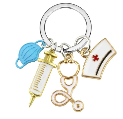 Nurse Doctor Mask Keychain Medical Ambulance Key Ring