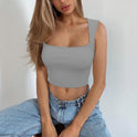 Seamless Square Collar Sleeveless Midriff-baring Fashion Camisole Yoga Stretch Top