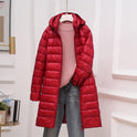 Down Jacket Women's Mid-length Hooded Lightweight Warm Detachable Hat