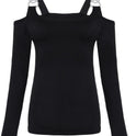 Women's Double Shoulder Long Sleeve T-shirt Top