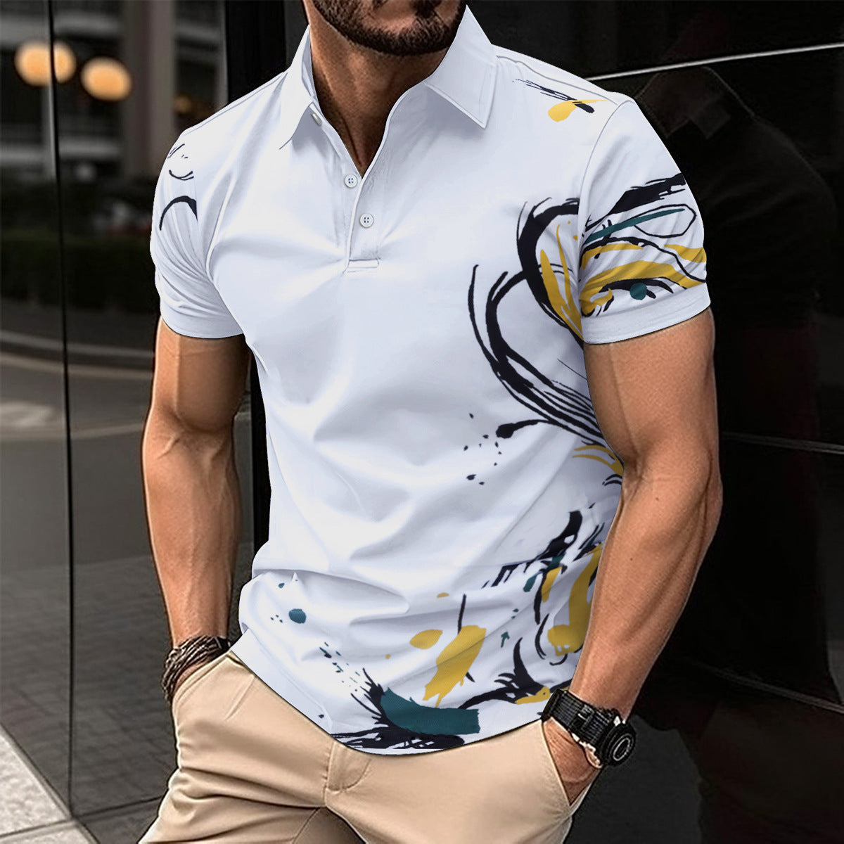 Digital Printing Men's Short Sleeve Casual