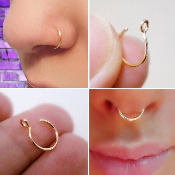 Non-piercing Nose Ring Plated 14K Gold Nose Stud