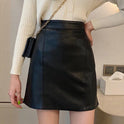 Bag Hip All-match Harajuku Korean Leather A-line High Waist  Skirt
