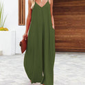 Women's Sling Wide-leg Pants Solid Color Pocket Casual Jumpsuit