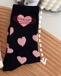 Love Black White Mid-tube Cute Students Girls Lolita Socks