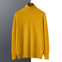 Knit Sweater Men High Neck Pullover Solid Color Slim Fit