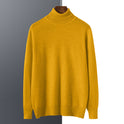 Knit Sweater Men High Neck Pullover Solid Color Slim Fit