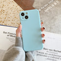 Simple Solid Color Straight Edge Liquid Silicone Phone Case