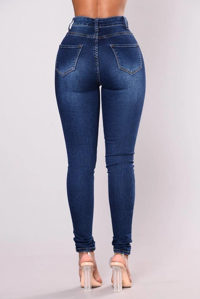 Stretch high-waist women's jeans pencil footwear