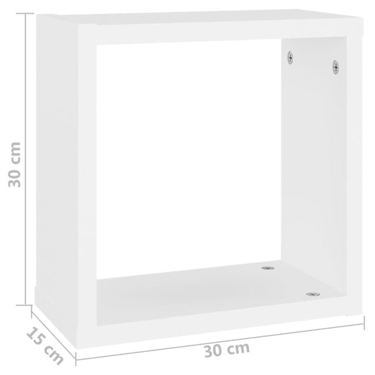 vidaXL Wall Cube Shelves 2 pcs White 30x15x30 cm