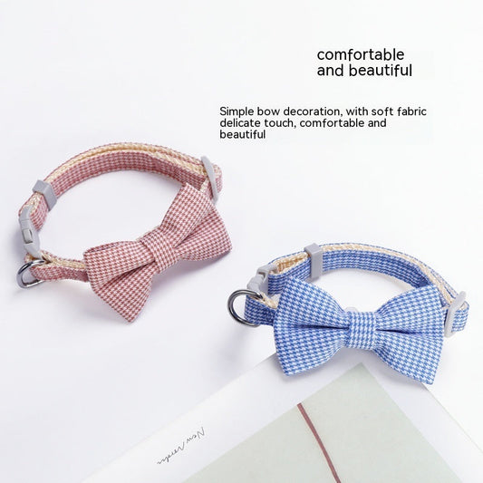 Pet Collar Houndstooth Bow Collar