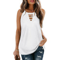 Hollow Sleeveless Casual Vest Tshirt Women