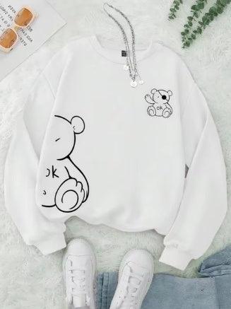 Fashion Velvet Padded Trendy Printed Sports Round Neck Long Sleeve Sweater