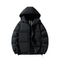 Hooded Thickened Couple Cotton Coat With Solid Color