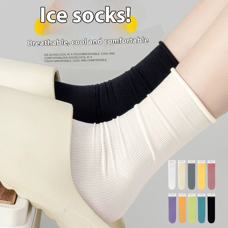 Bunching Socks Women's Springsummer Thin Solid Color
