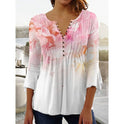 Women's Digital Printing V-neck Long-t-shirt