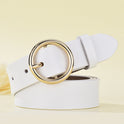 Women's Leather Belt All Match Round Buckle