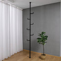 Extra Long Clothes Hanger With The Top Relying On The Ceiling And Nuclear Floor, Coat Rack Freestanding With 6 Hooks