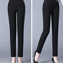 Elastic High Waist Spring Leisure Elastic StripeStraight-leg Pants