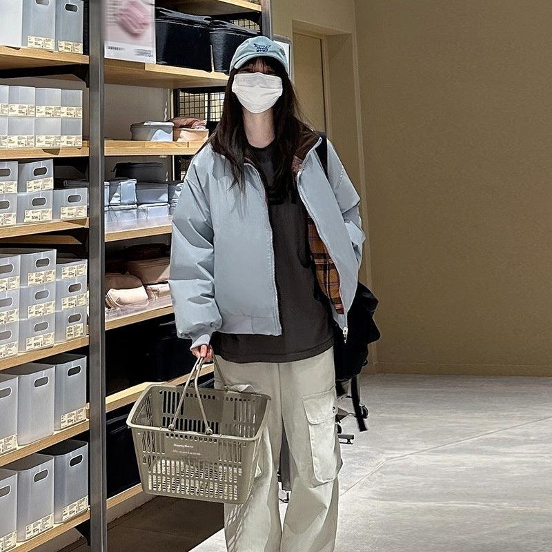 American Retro Two-sided Wear Down Cotton Jacket Coat Men And Women