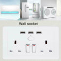 Double Wall Plug Socket 2 Gang 13A W 2 Charger USB Outlets Flat  UK