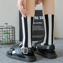 Contrast Color Vertical Stripes Cotton Color-matching Sports Bunching Socks