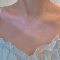 Zircon Water Drops Necklace Simple Clavicle Chain