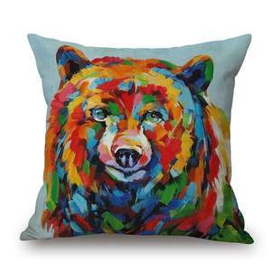 Oil Painting Animal Art Linen Pillowcase Linen Backrest