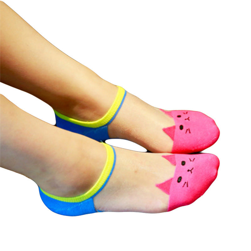 Spring And Summer New Cartoon Ankle Socks Women's Crystal Socks Transparent Socks Invisible Stockings