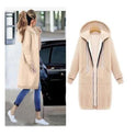 Hooded long-sleeved winter sweater women's jacket in a long thick shirt