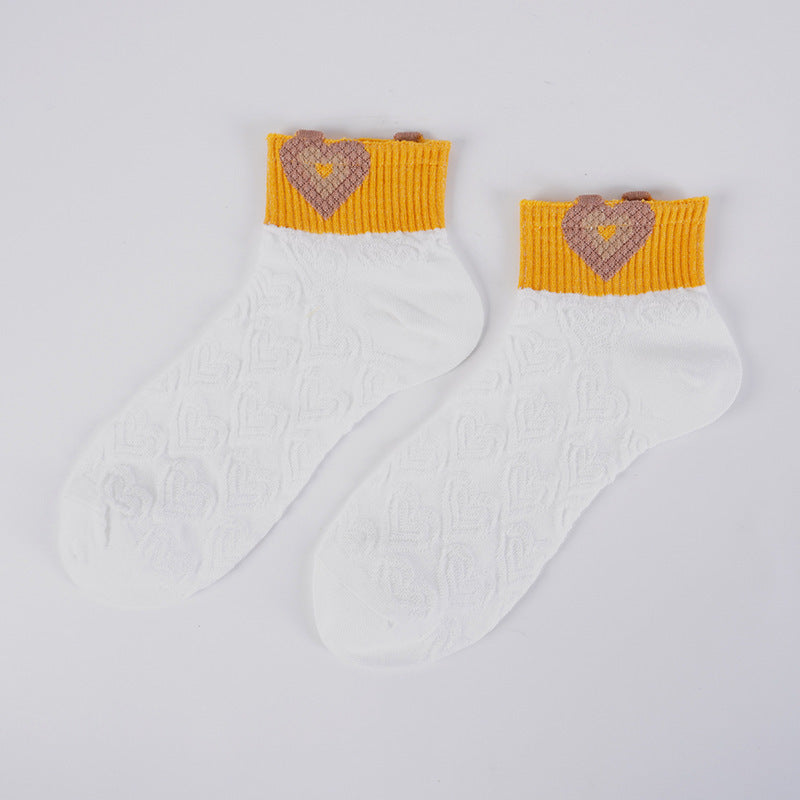 Women's Three-dimensional Bear Embossed Boat Socks