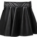 High waist Faux Leather Skirt sun skirt pleated skirt