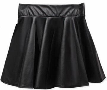 High waist Faux Leather Skirt sun skirt pleated skirt