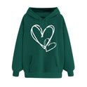 Women's Long-sleeved Hooded Heart Printing Couple's Shirts