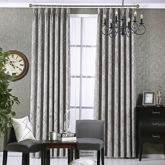 Solid Color Simple Modern Light Luxury Living Room Chenille Blackout Curtains