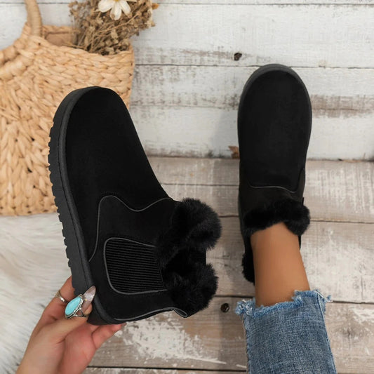 Thickened Velvet Ankle Boots Women's Insulated Cotton-padded Shoes